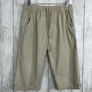 Ragtop Tan Cotton High Rise 11" Inseam Elastic Waist Vintage Shorts Medium